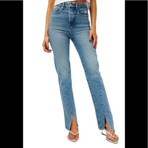 Good American good boy twisted slit ankle jeans